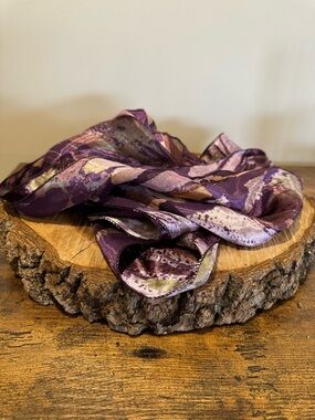 Purple Patterned Women's Silk Scarf - Lightweight Fashion Wrap
